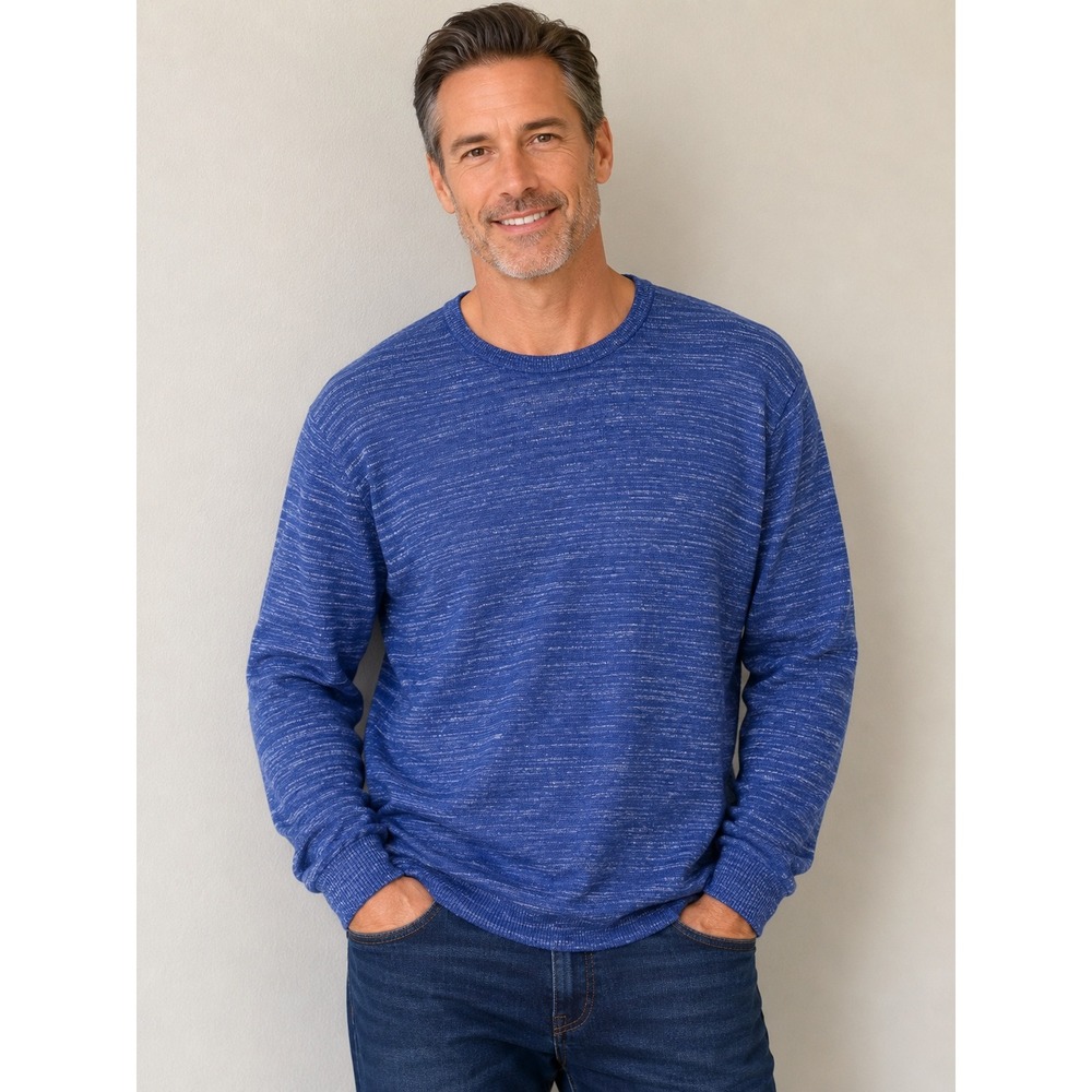 GOODTHREADS Sweater Men's 2XL Blue‎ Space-Dyed Long Sleeve Crew Neck Pullover